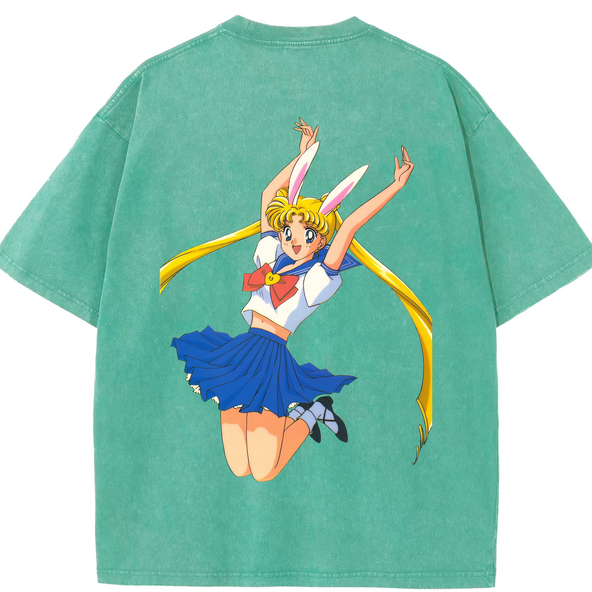 （画像用） 美少女戦士セーラームーン 愛野 美奈子 あいの みなこ Sailor Moon Aino Minako 綿100% ヴィンテージ風 半袖Tシャツ（背面プリント）